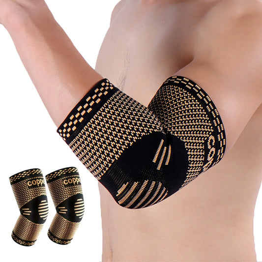 1 Pair Copper Elbow Sleeve Unisex Compression Sleeve Elbow Brace for Tennis Golfers Fitness Basketball Weightlifting Work Fit Ágatha magazine